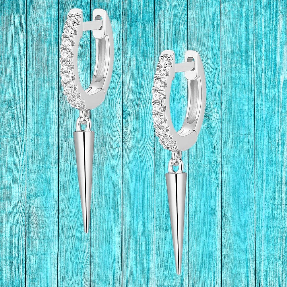Silver Dangle Earrings Drop Dangling Sterling White Gold Plated 14K Awl Jewelry